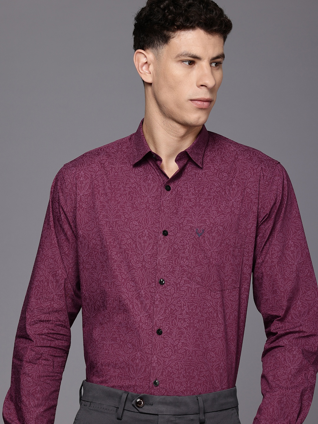 

Allen Solly Pure Cotton Classic Fit Floral Printed Opaque Semiformal Shirt, Magenta
