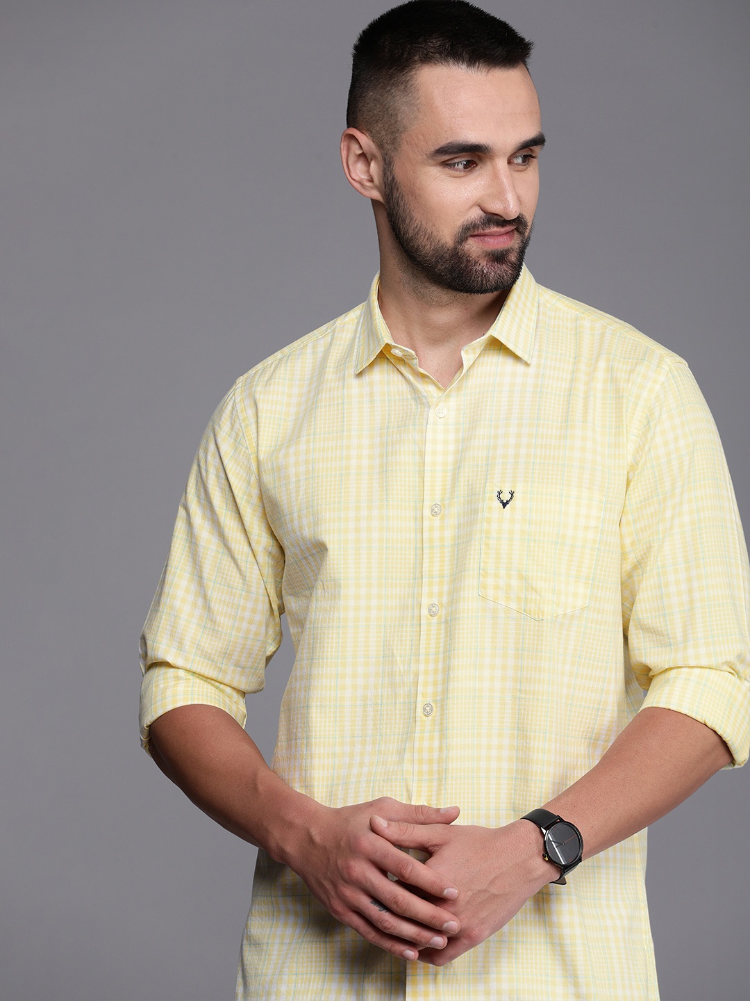 

Allen Solly Sport Fit Checked Pure Cotton Casual Shirt, Yellow