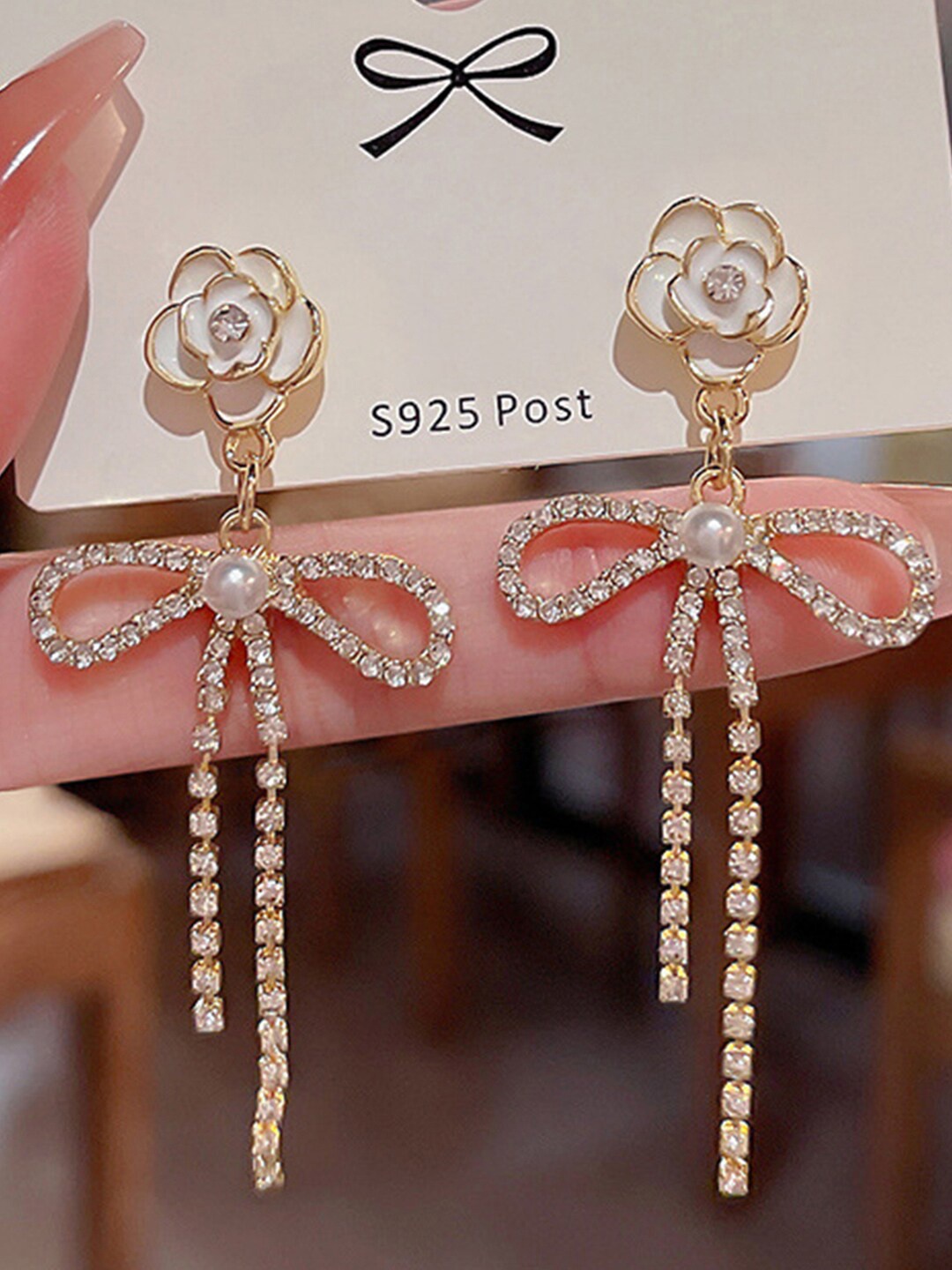 

Scintillare By Sukkhi Gold Plated Floral Drop Earrings, White