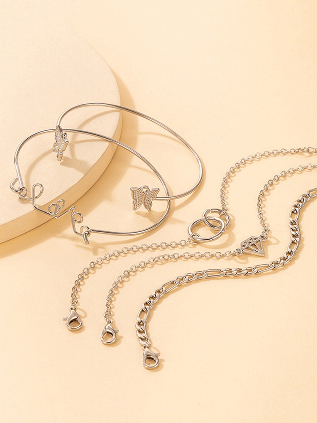 

Scintillare By Sukkhi Women Set Of 5 Silver-Plated Link Bracelets