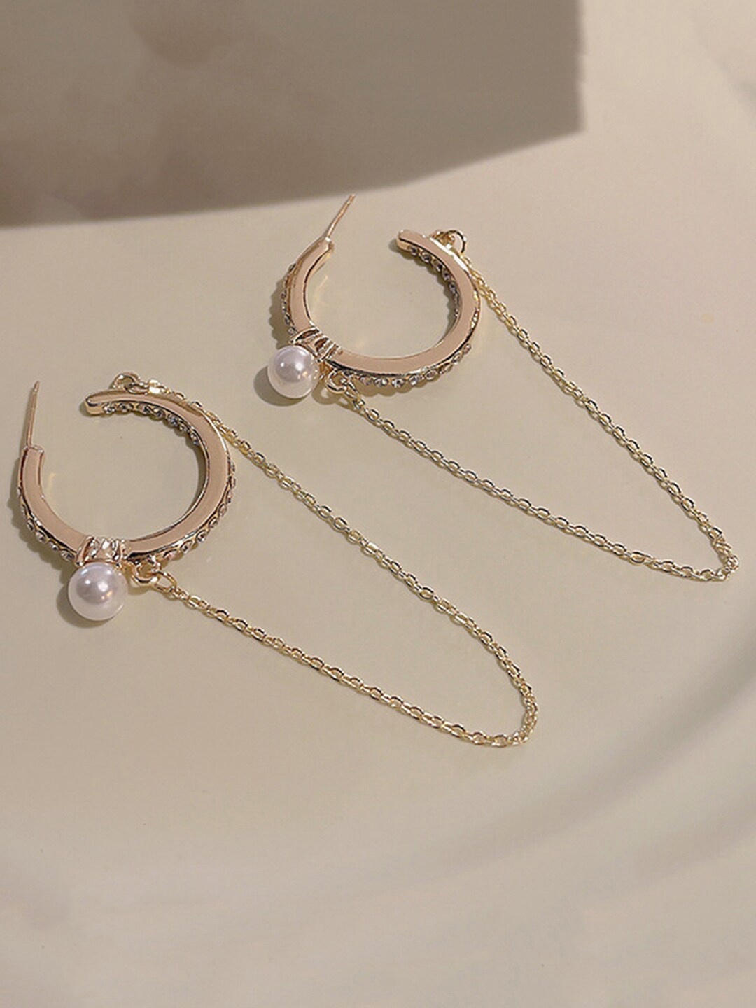 

Scintillare By Sukkhi Gold-Plated Contemporary Chain Hoop Earrings