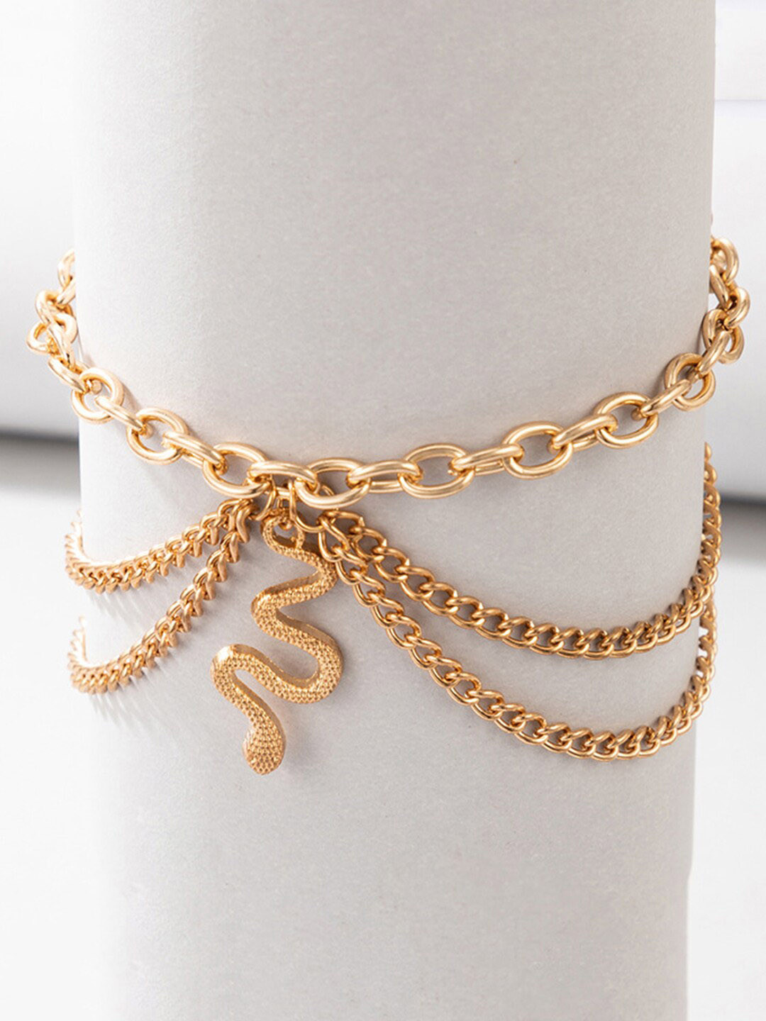 

Scintillare By Sukkhi Gold-Plated Snake Charm Layered Anklet