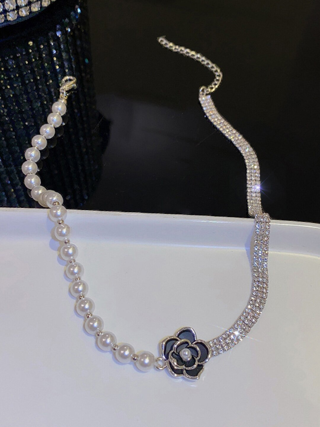 

Scintillare By Sukkhi Rhodium-Plated Pearls Necklace, Silver