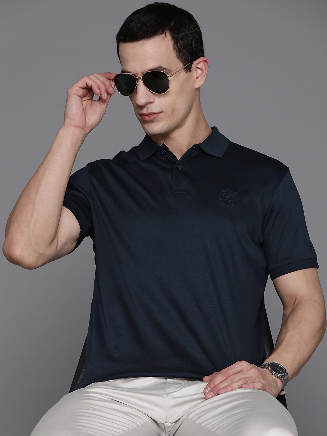 

Allen Solly Polo Collar Pure Cotton T-shirt, Navy blue