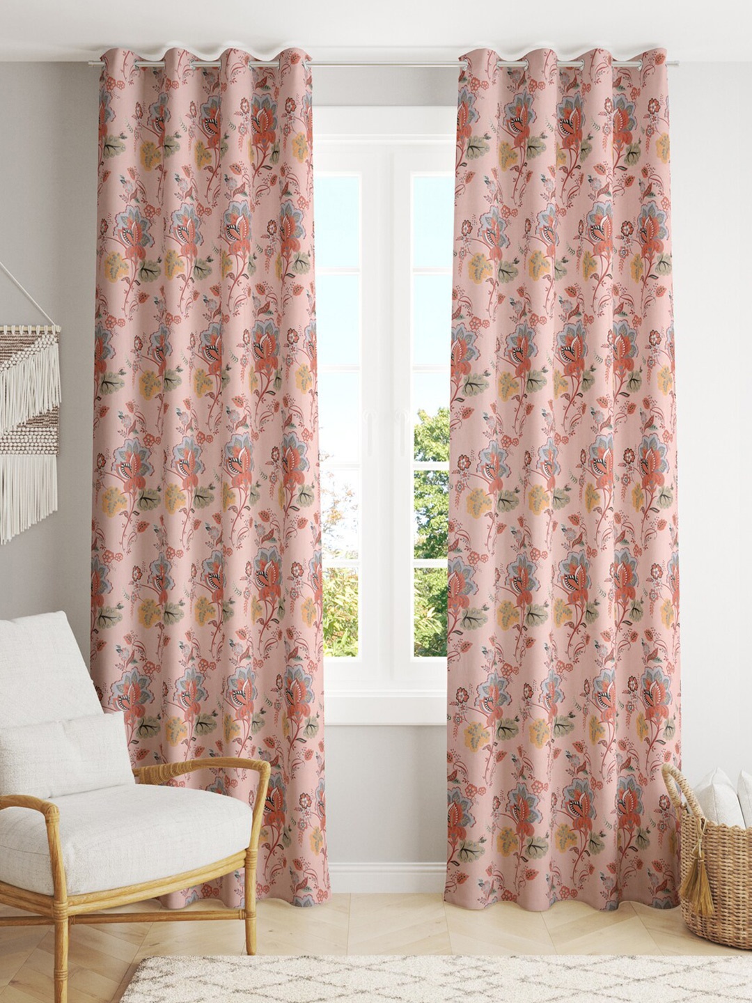 

Gulaab Jaipur Pink & Green 2 Pieces Floral Long Door Cotton Curtains