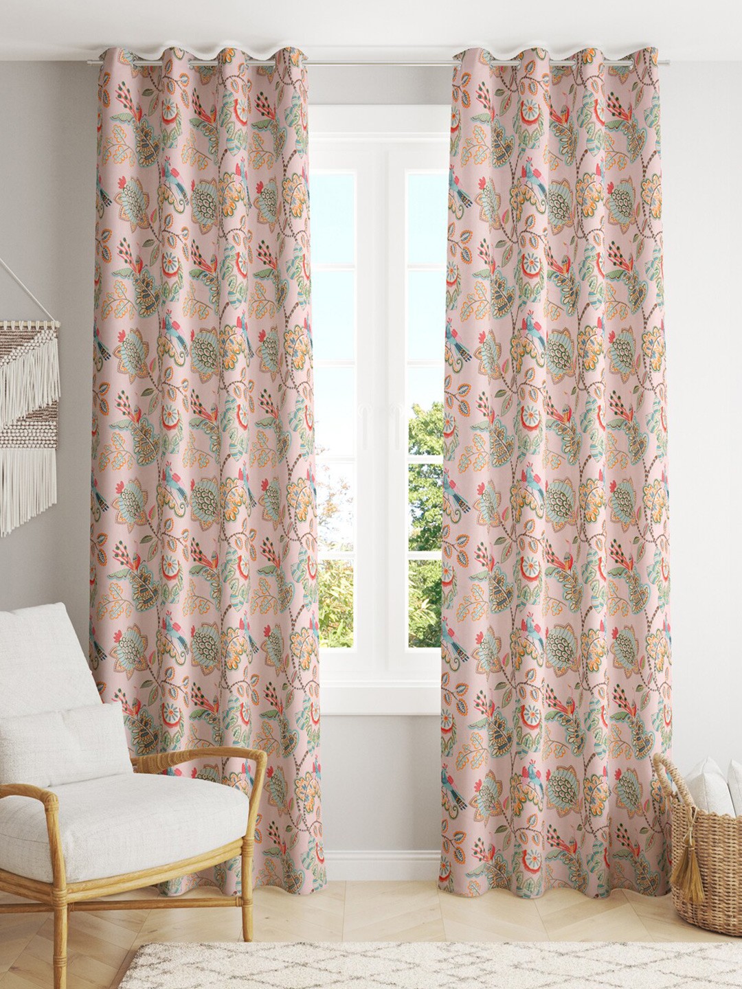 

Gulaab Jaipur Pink & Blue 2 Pieces Ethnic Motifs Cotton Long Door Curtains