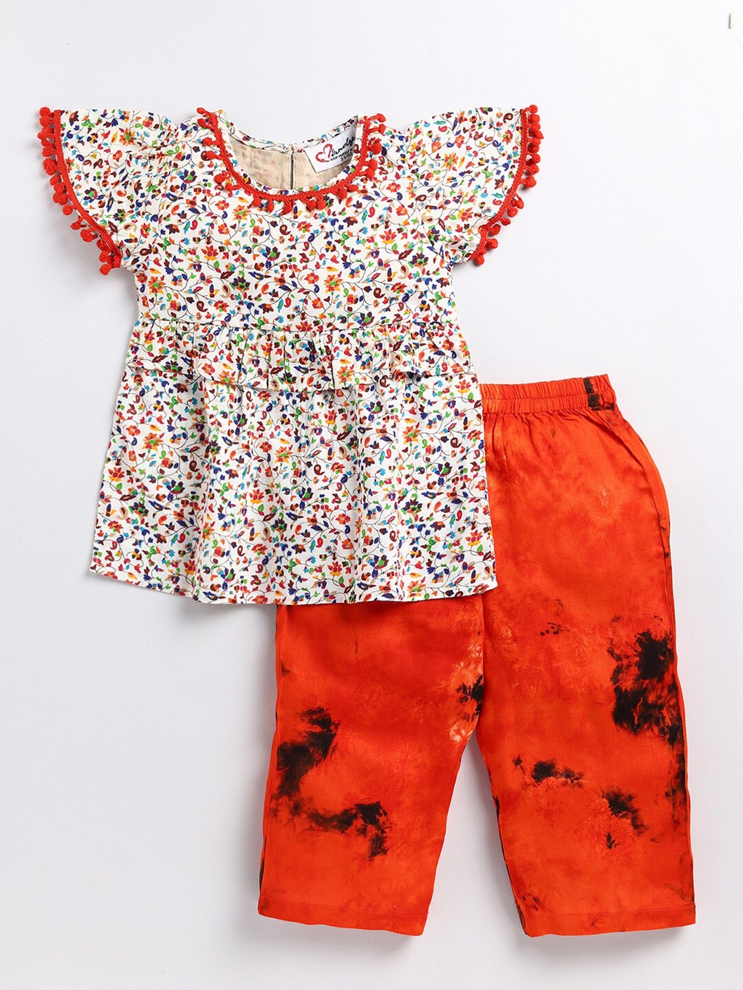 

M'andy Girls Printed Top with Pyjamas, Cream