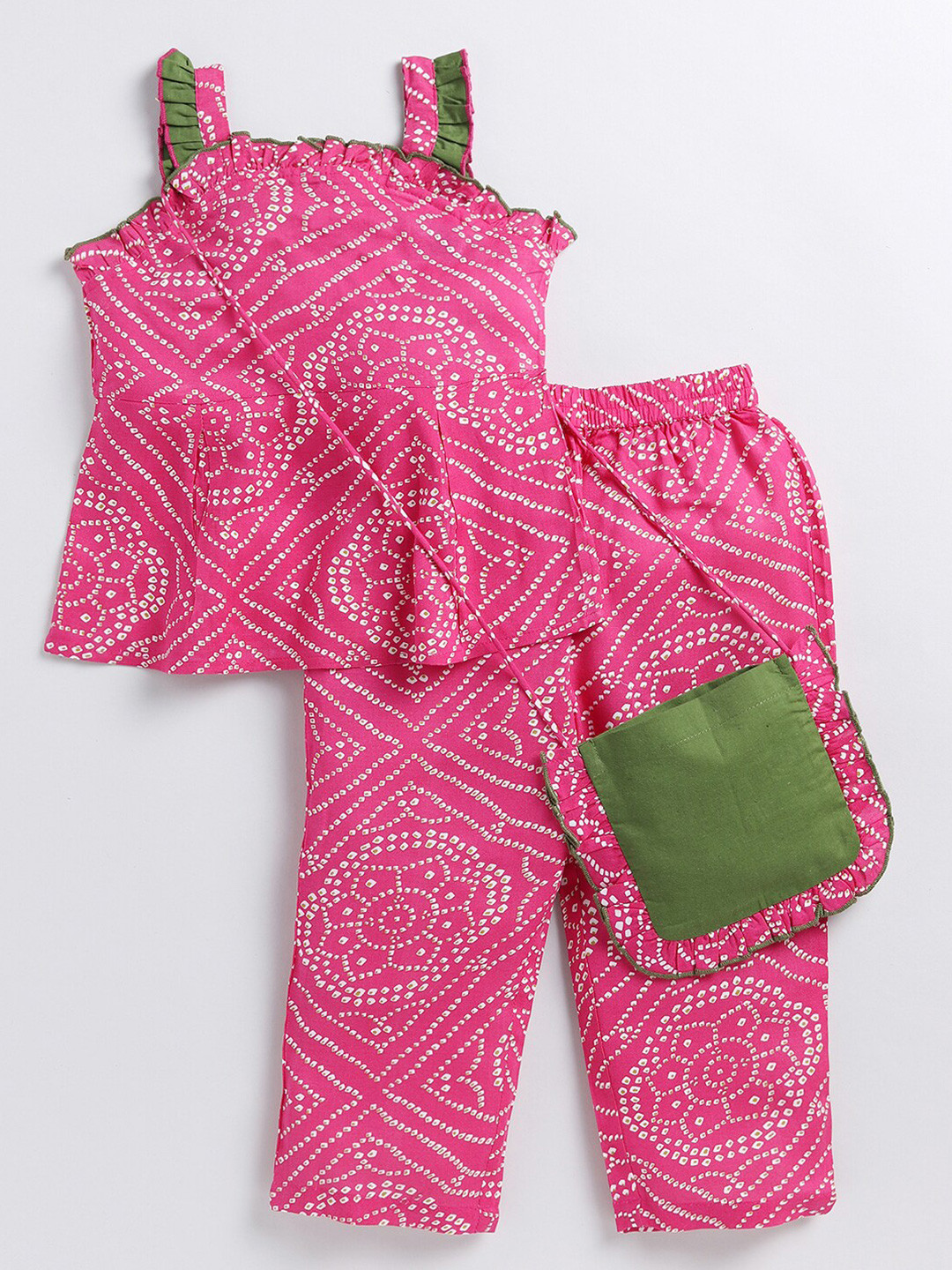 

M'andy Girls Printed Top with Pyjamas, Magenta