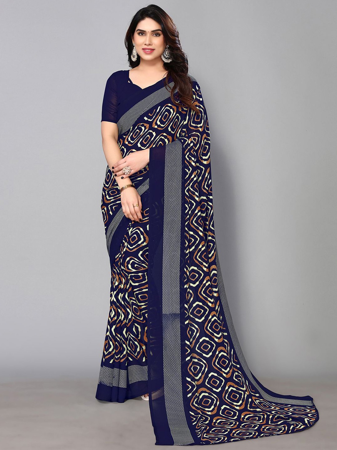 

KALINI Ethnic Motif Printed Saree, Blue