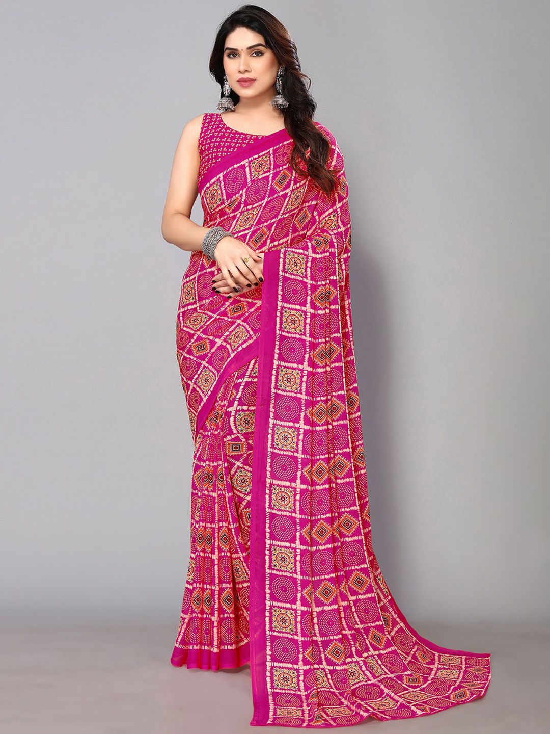 

KALINI Ethnic Motifs Printed Saree, Pink