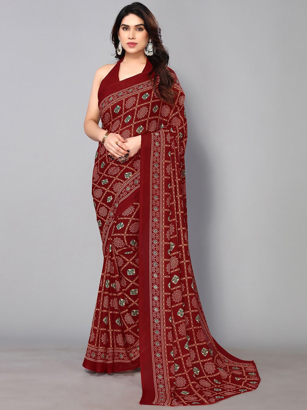 

KALINI Ethnic Motifs Printed Saree, Maroon