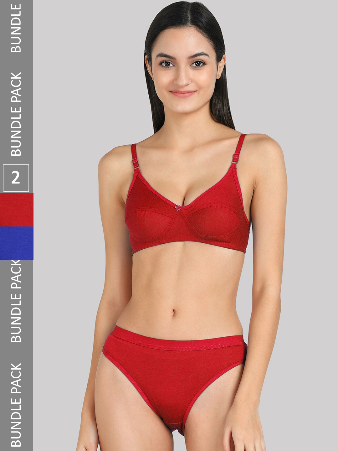 AROUSY Pack Of 2 Cotton Lingerie Set, Blue