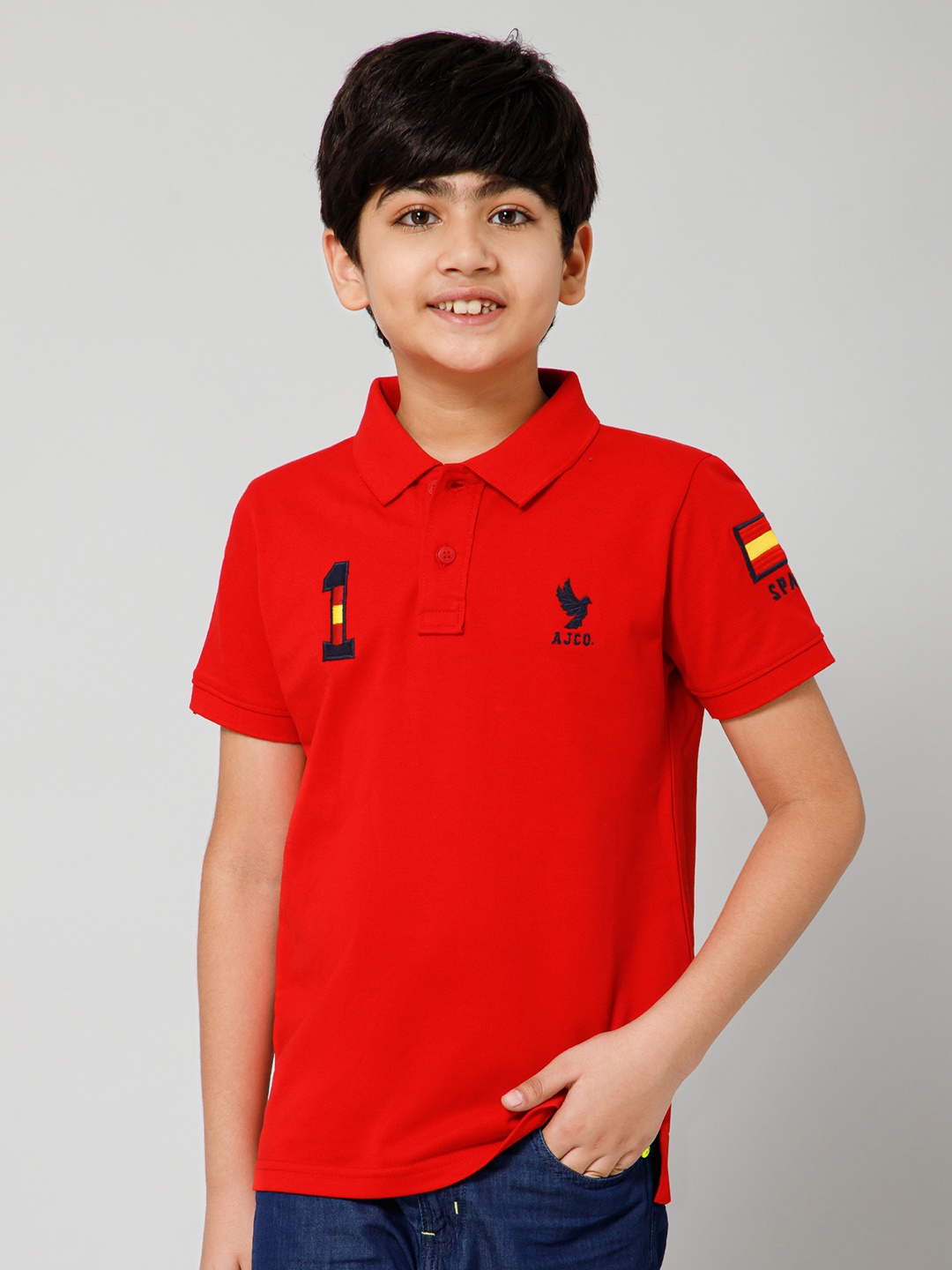 

Alan Jones Boys Polo Collar T-shirt, Red