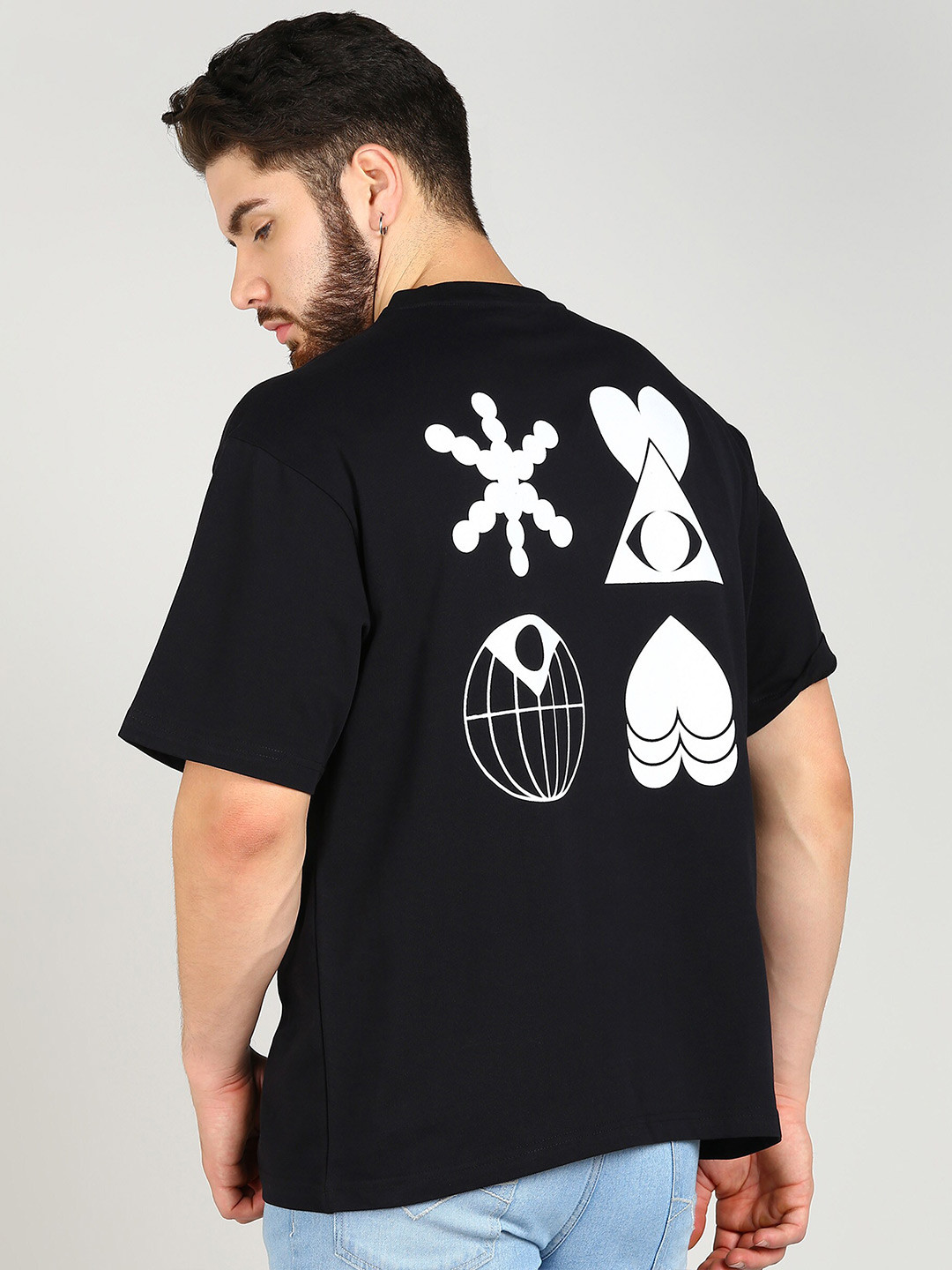 

Alan Jones Graphic Printed Pure Cotton Oversized T-shirt, Black
