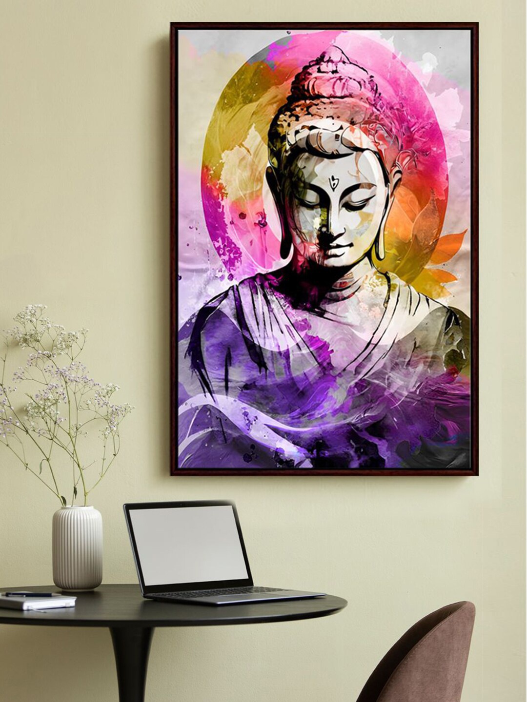 

999Store Grey & Pink Lord Buddha Modern Art Wall Art Painting