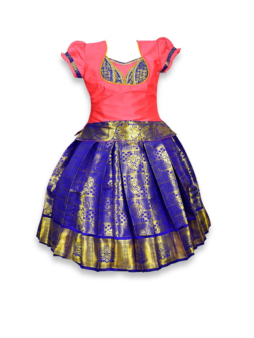 

AMIRTHA FASHION Girls Embellished Thread Work Ready to Wear Lehenga Choli, Peach