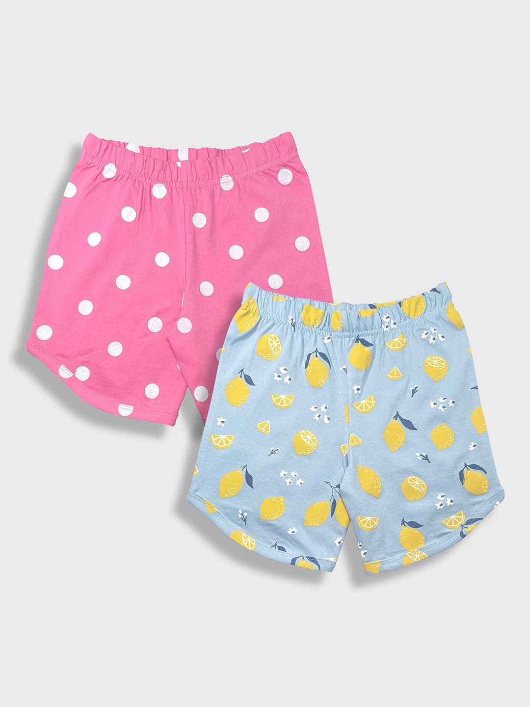 

YK Girls Pack Of 2 Conversational Printed Pure Cotton Shorts, Pink