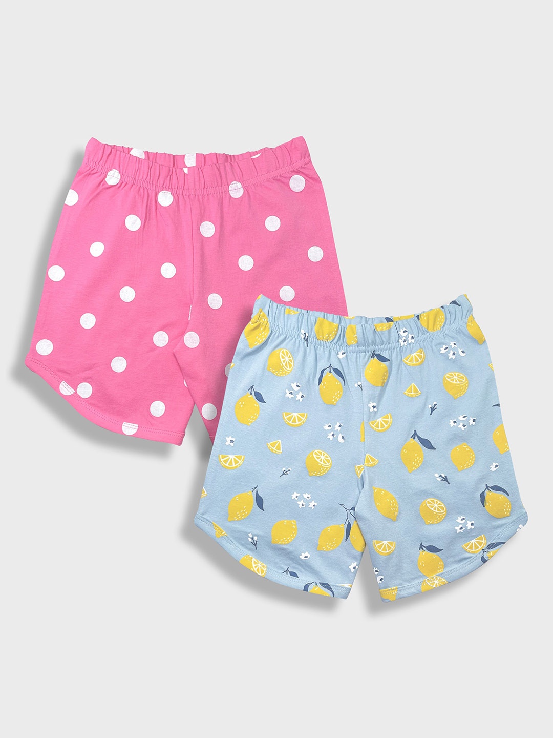 

YK Infants Girls Pack Of 2 Conversational Printed Pure Cotton Shorts, Pink