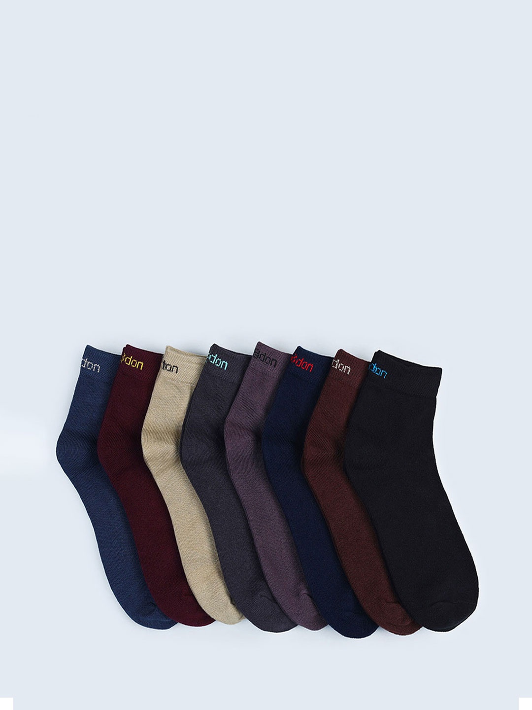 

FABdon Men Pack Of 8 Ankle-Length Socks, Black