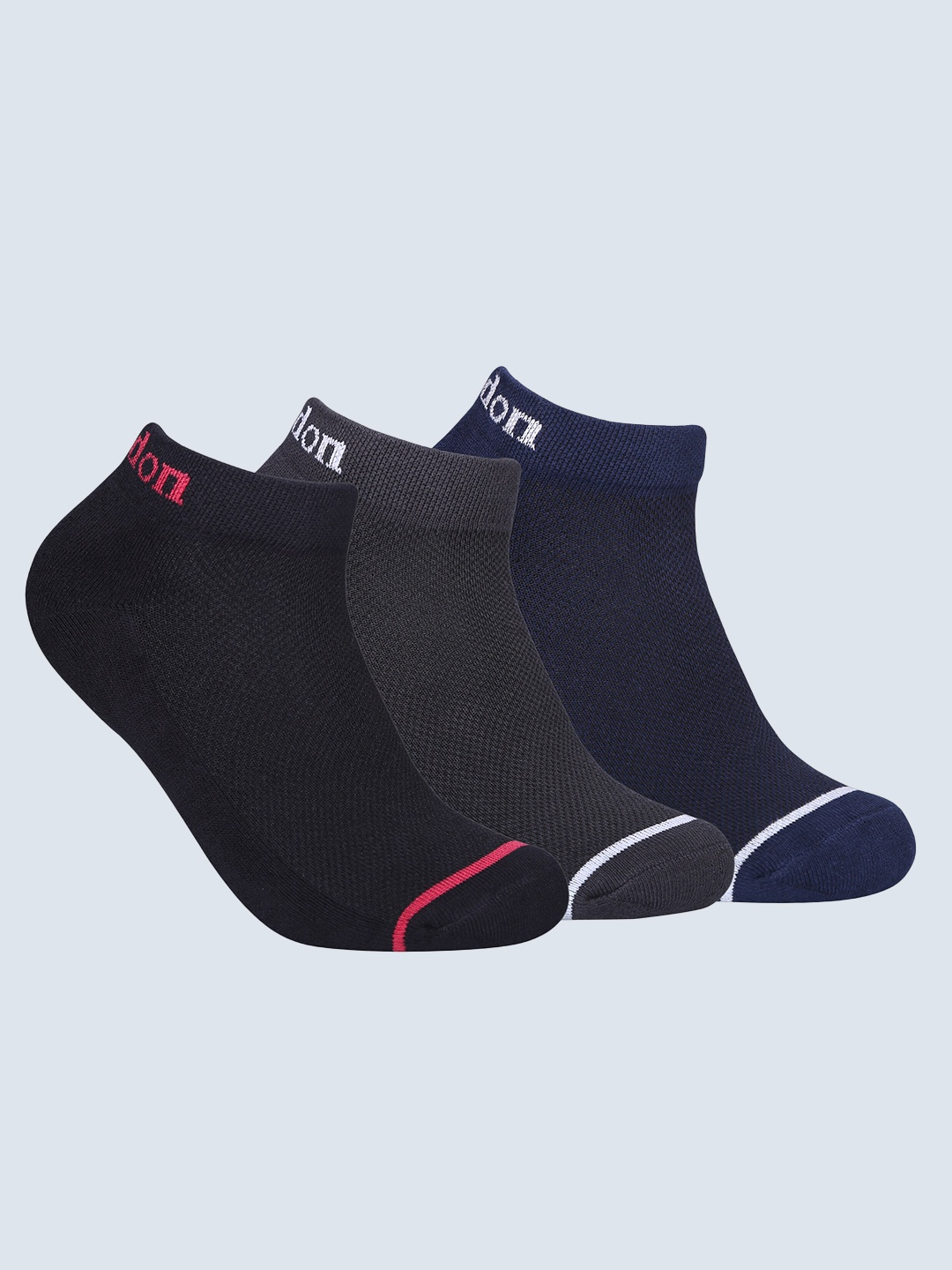 

FABdon Men Pack Of 3 Ankle-Length Socks, Black