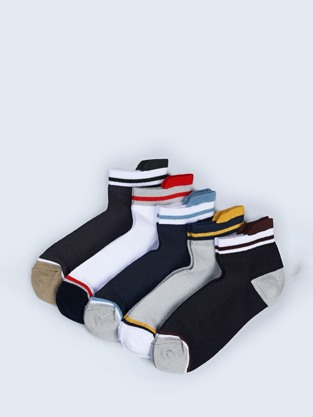 

FABdon Men Pack Of 5 Ankle-Length Socks, Black