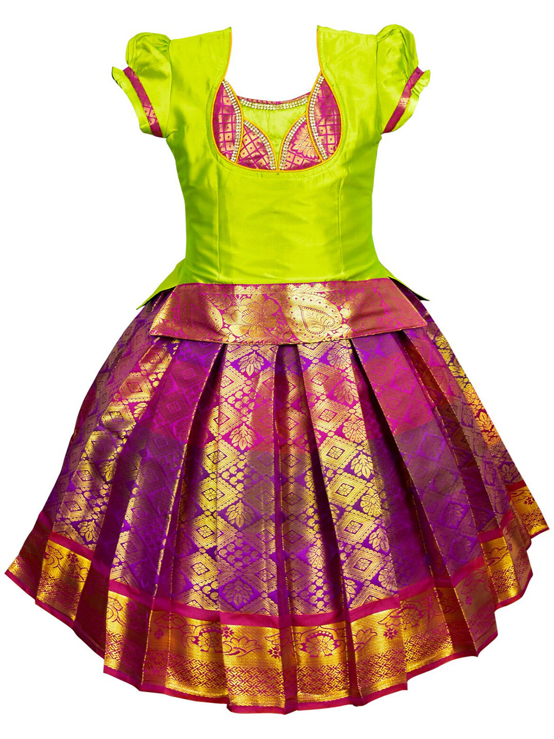 

AMIRTHA FASHION Girls Embellished Ready to Wear Lehenga &, Green