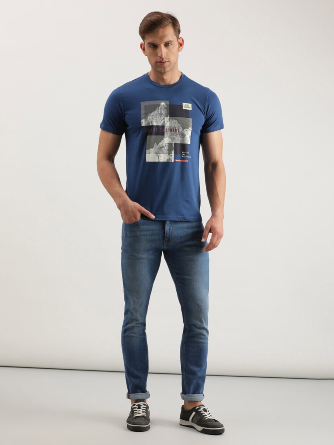 

Lee Graphic Printed Slim Fit Cotton T-shirt, Blue
