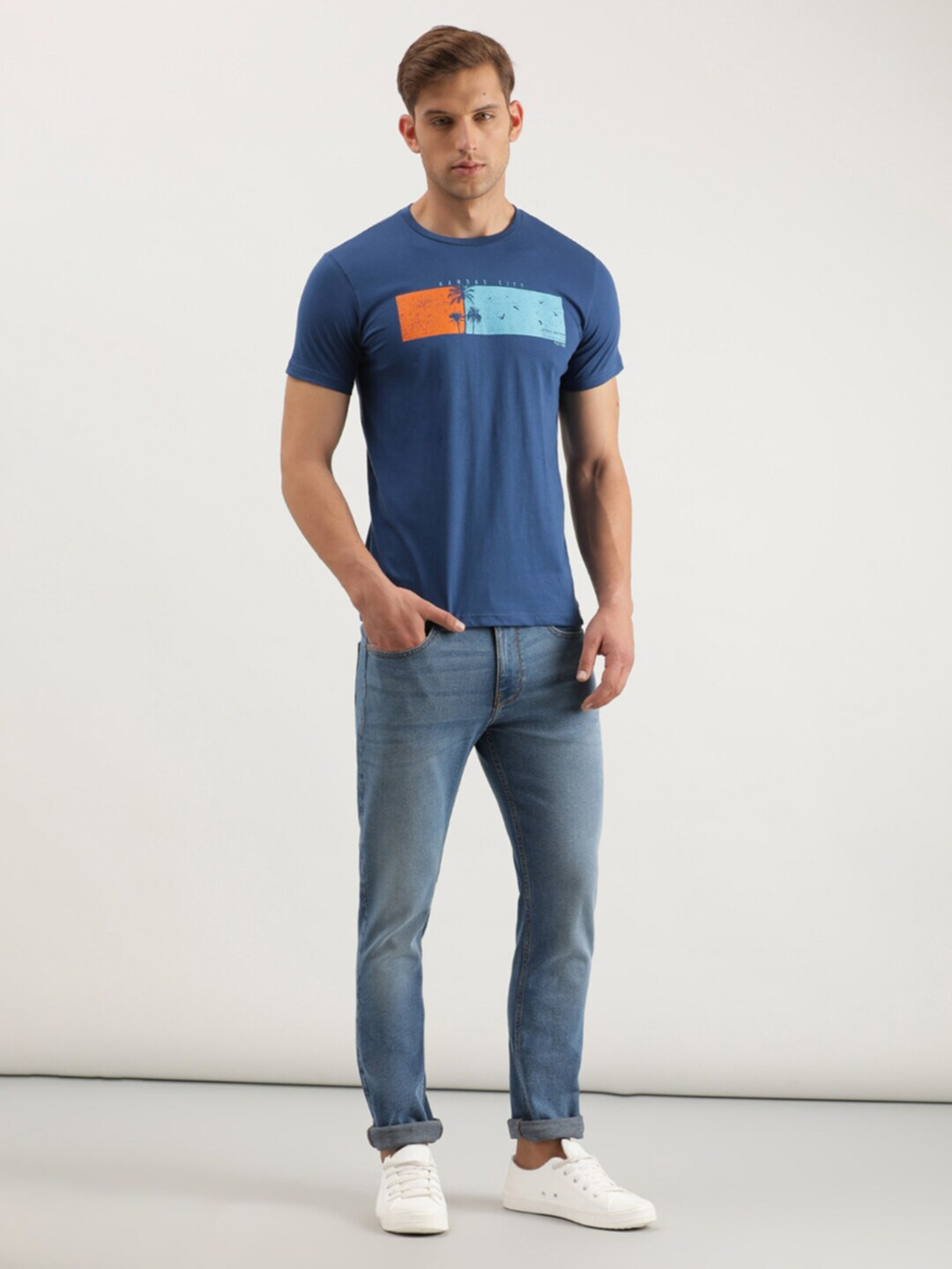 

Lee Graphic Printed Slim Fit Cotton T-shirt, Blue