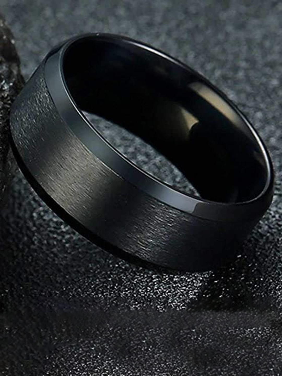 VIEN Men Stainless Steel Finger Ring, Black