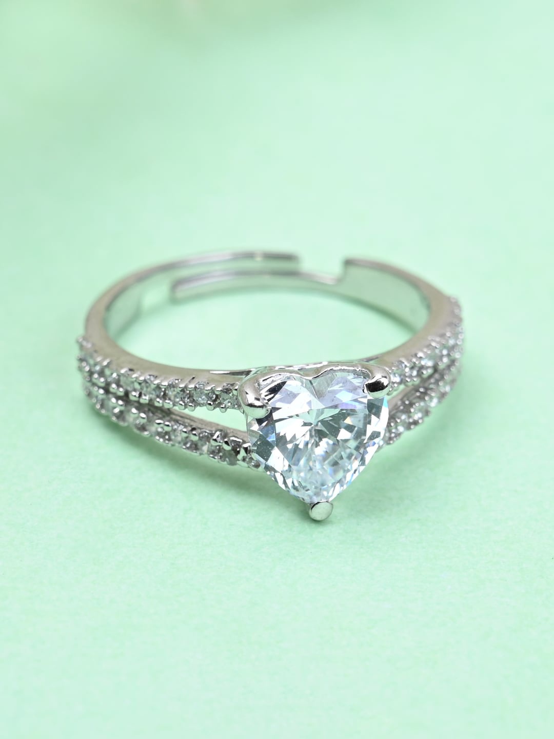 

Clara 925 Sterling Silver Cubic Zirconia Studded Adjustable Finger Ring