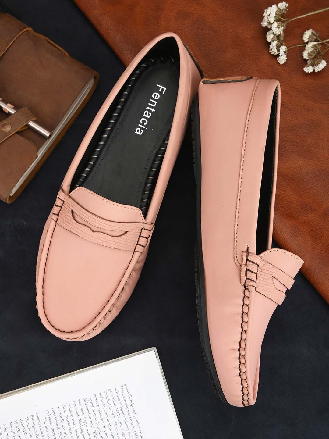 

Fentacia Women Lightweight Penny Loafers, Peach