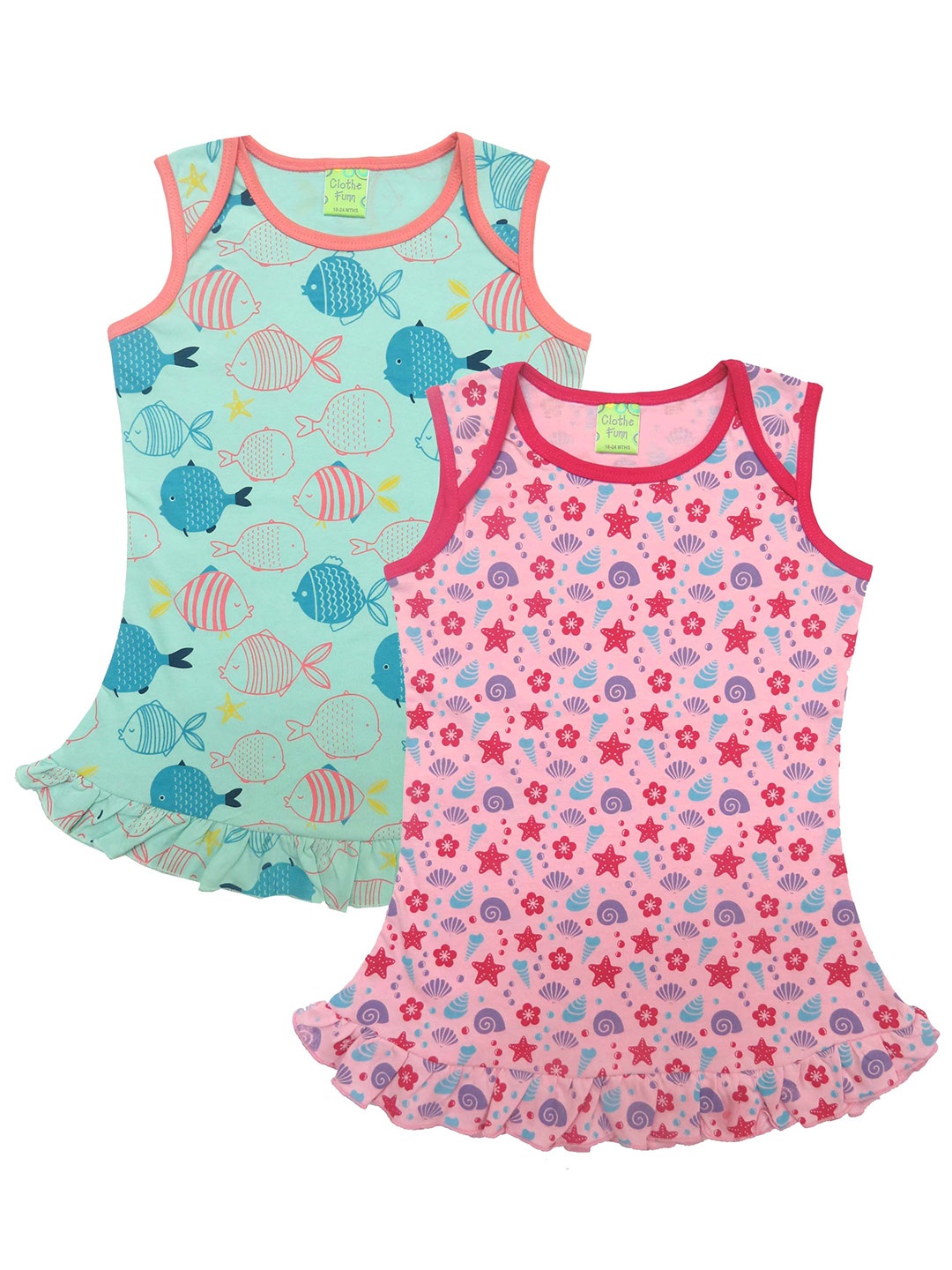 

Clothe Funn Girls Pack of 2 Floral Print A-Line Dress, Green