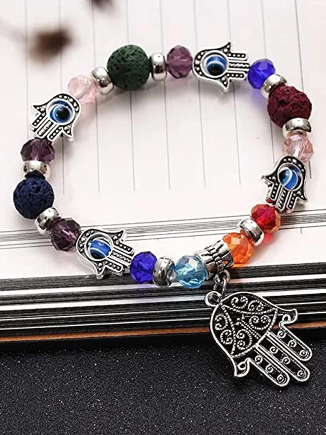 

VIEN Silver-Plated Evil Eyes Lucky Charm Bracelet