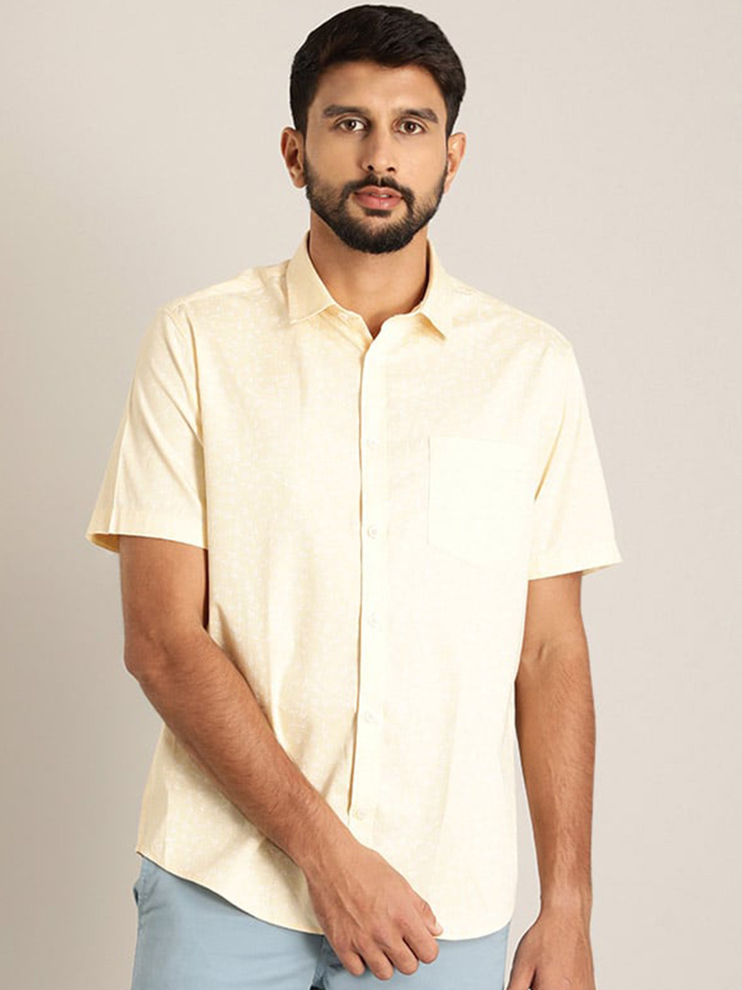 

Indian Terrain Classic Slim Fit Pure Cotton Casual Shirt, Yellow