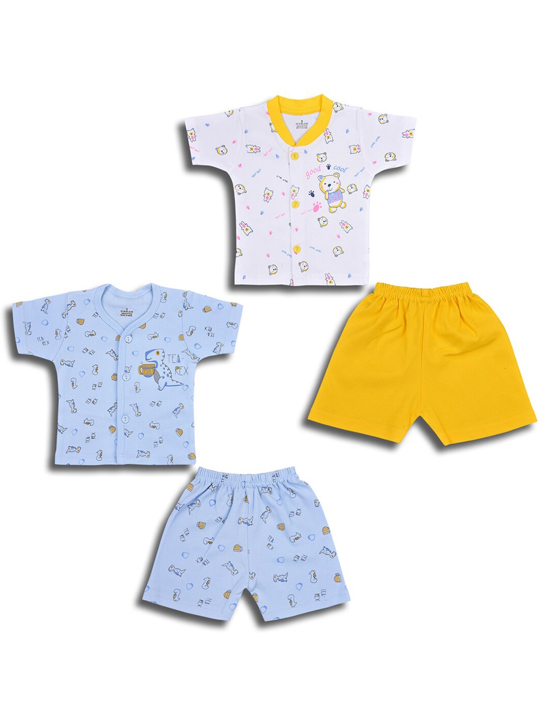

Wish Karo Boys Pack Of 2 Printed Cotton Shirt With Shorts, White