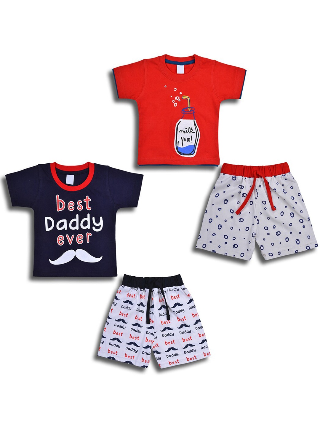 

Wish Karo Boys Pack Of 2 Printed Cotton T-Shirt With Shorts, Red