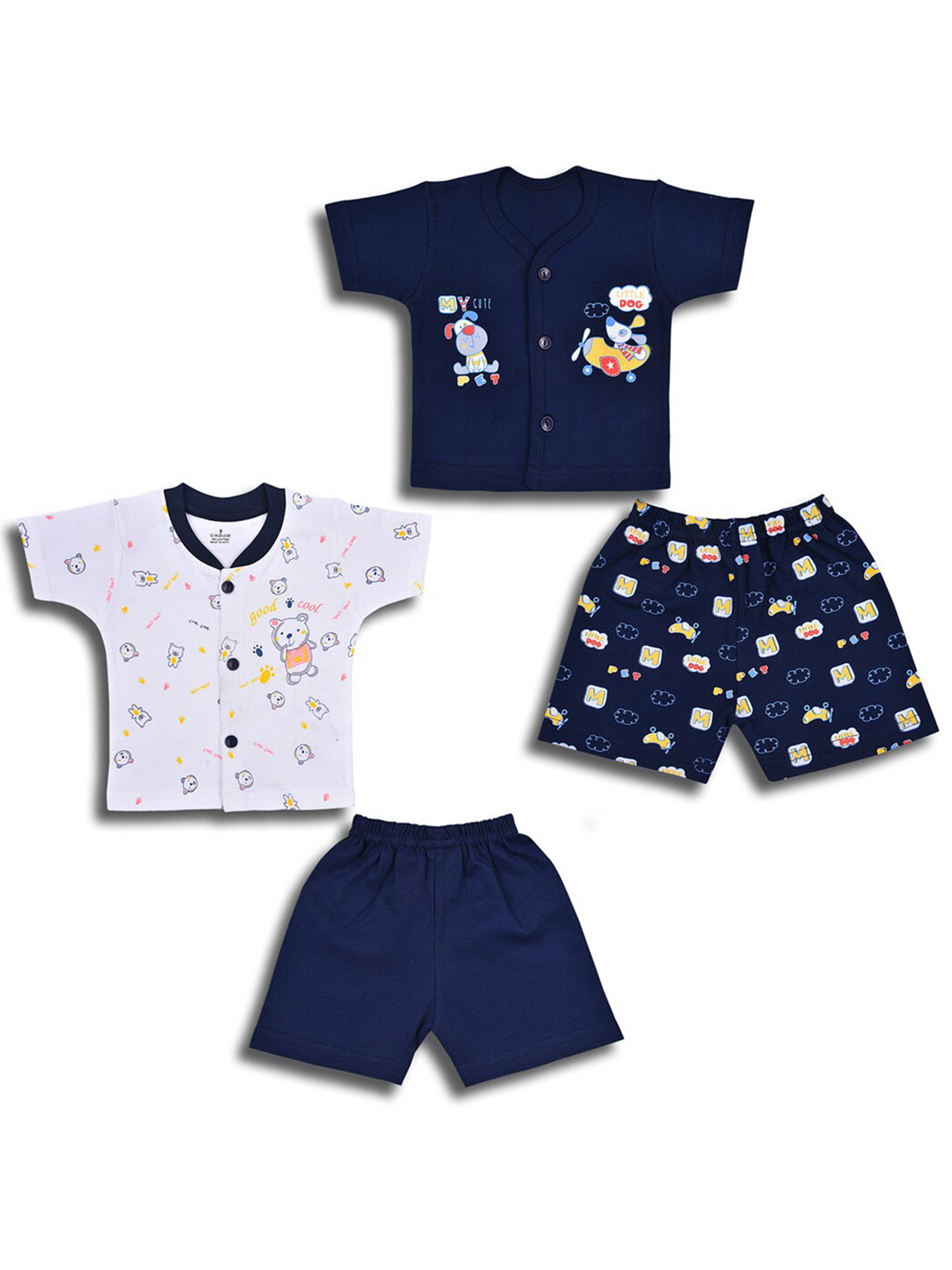 

Wish Karo Boys Pack Of 2 Printed Cotton Shirt With Shorts, Blue