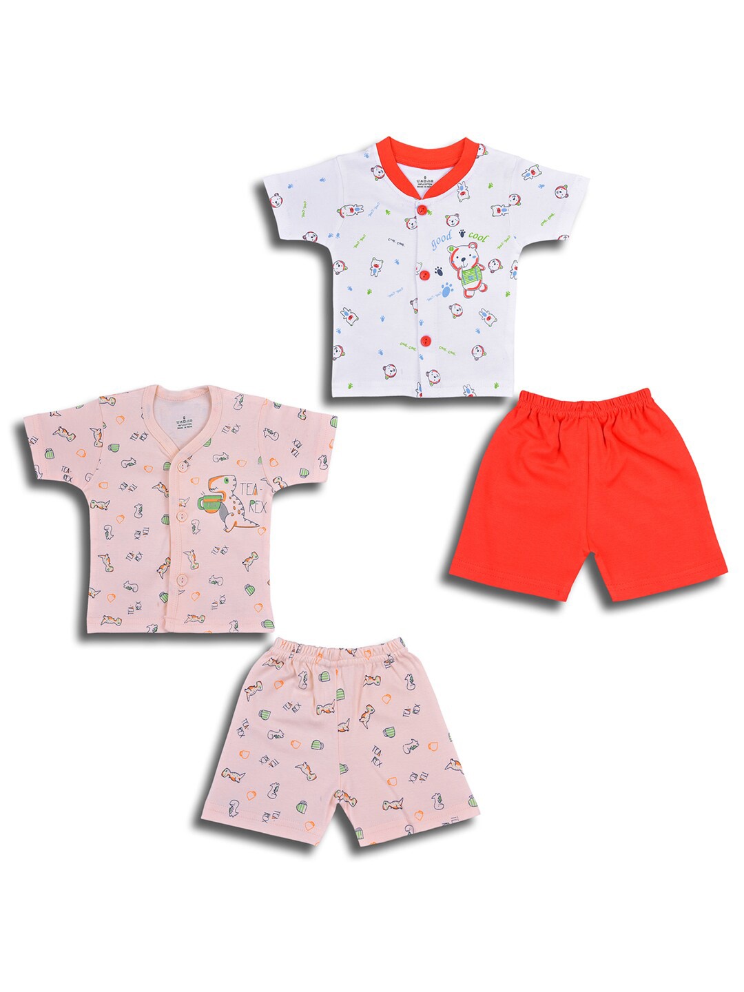 

Wish Karo Boys Pack Of 2 Printed Cotton Shirt With Shorts, Pink