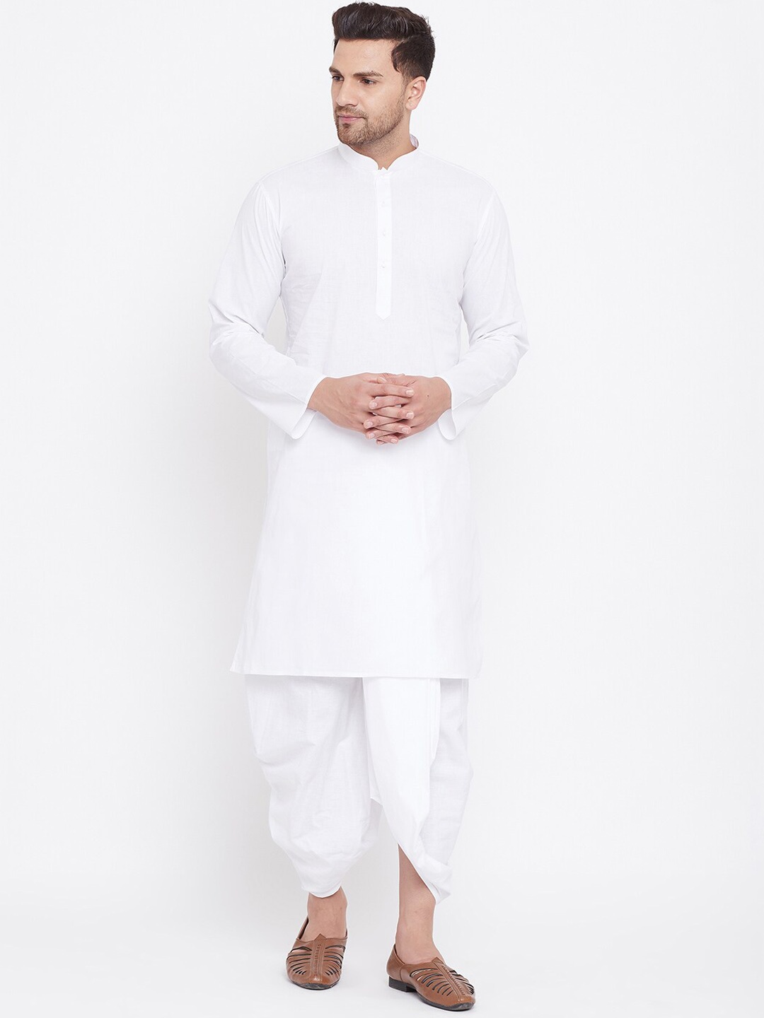 

VASTRAMAY Men Pure Cotton Kurta with Dhoti Pants, White