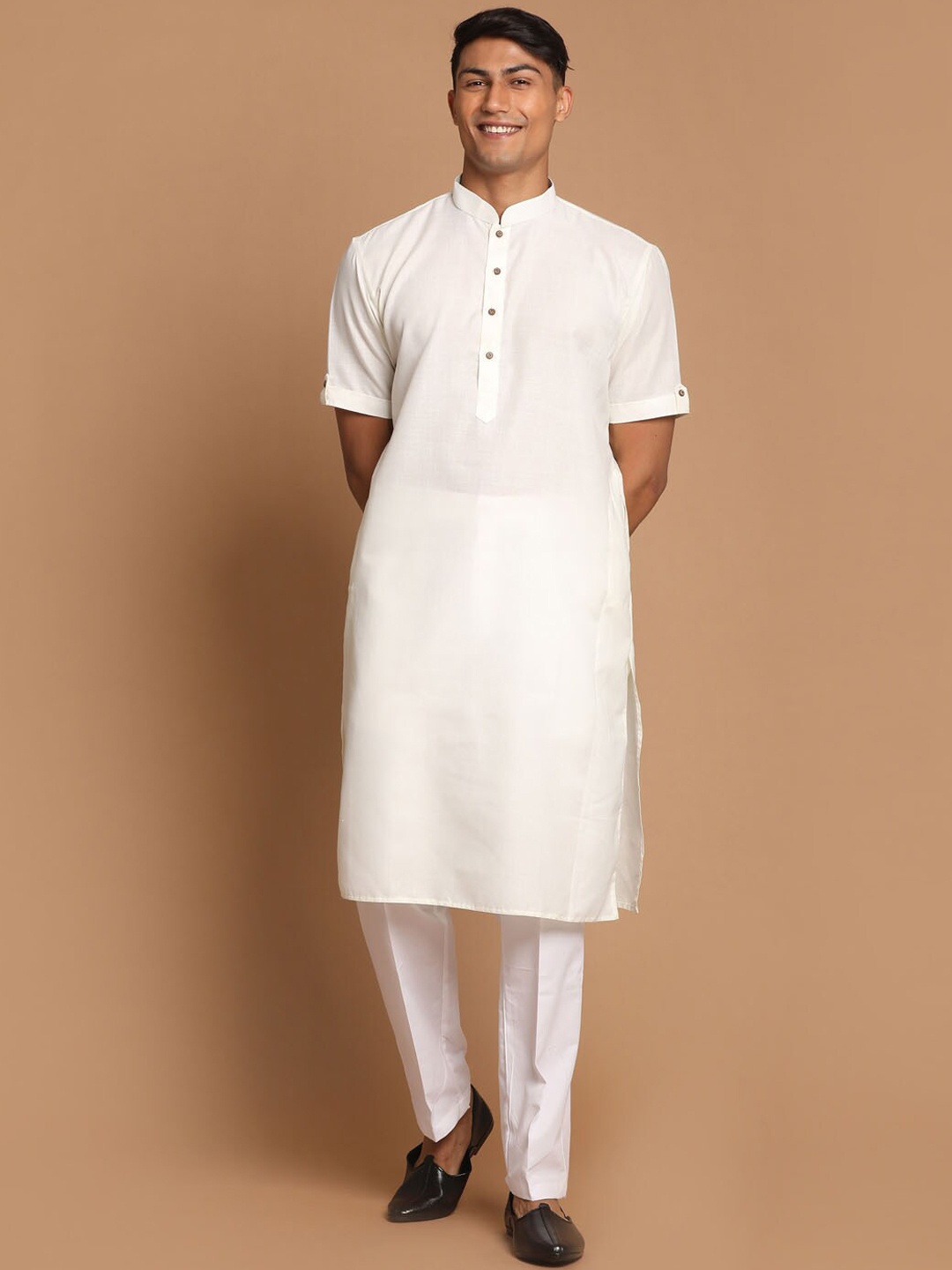 

VASTRAMAY Men Solid Kurta with Pyjamas, Cream