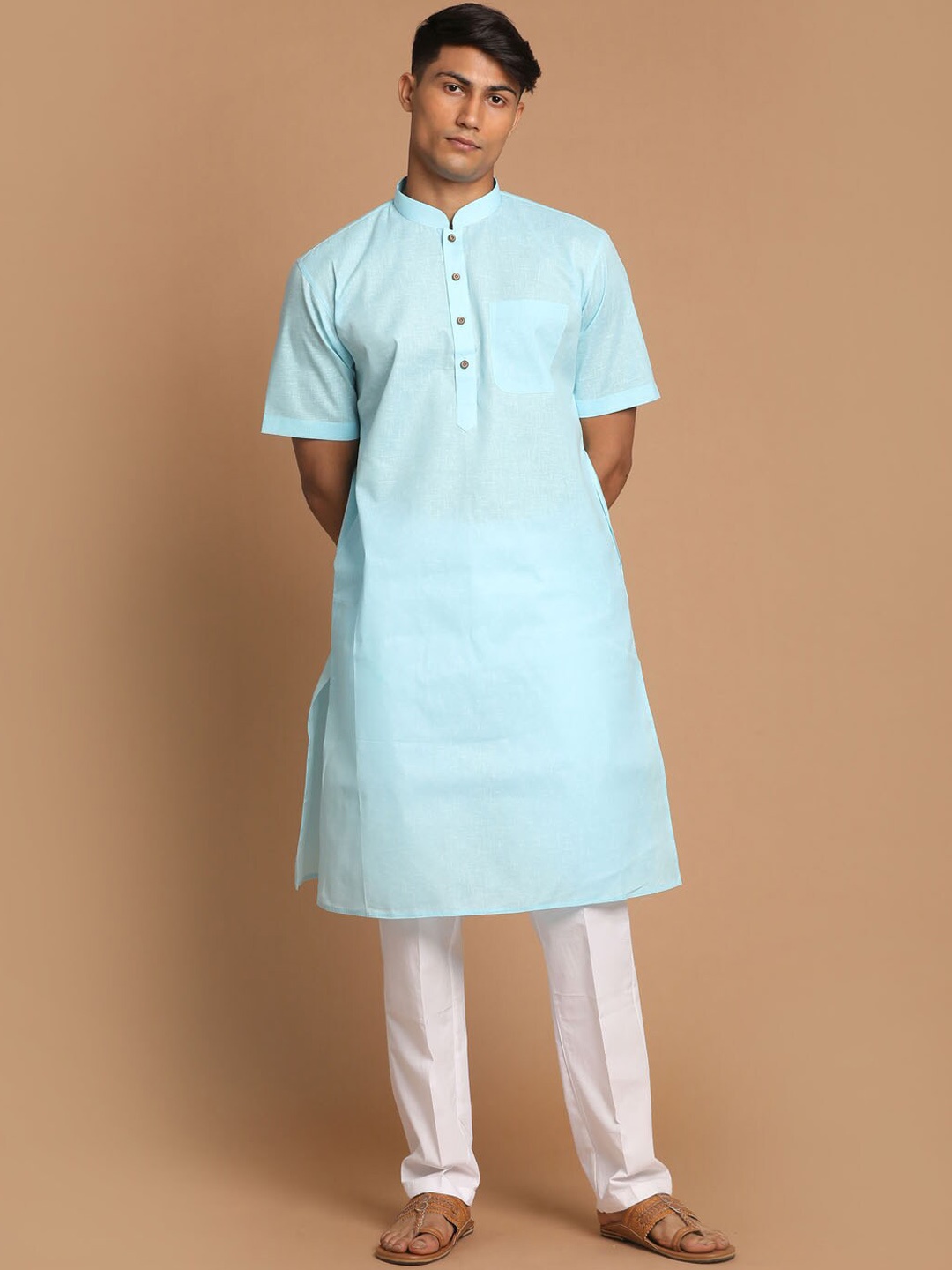 

VASTRAMAY Men Solid Regular Kurta with Pyjamas, Blue