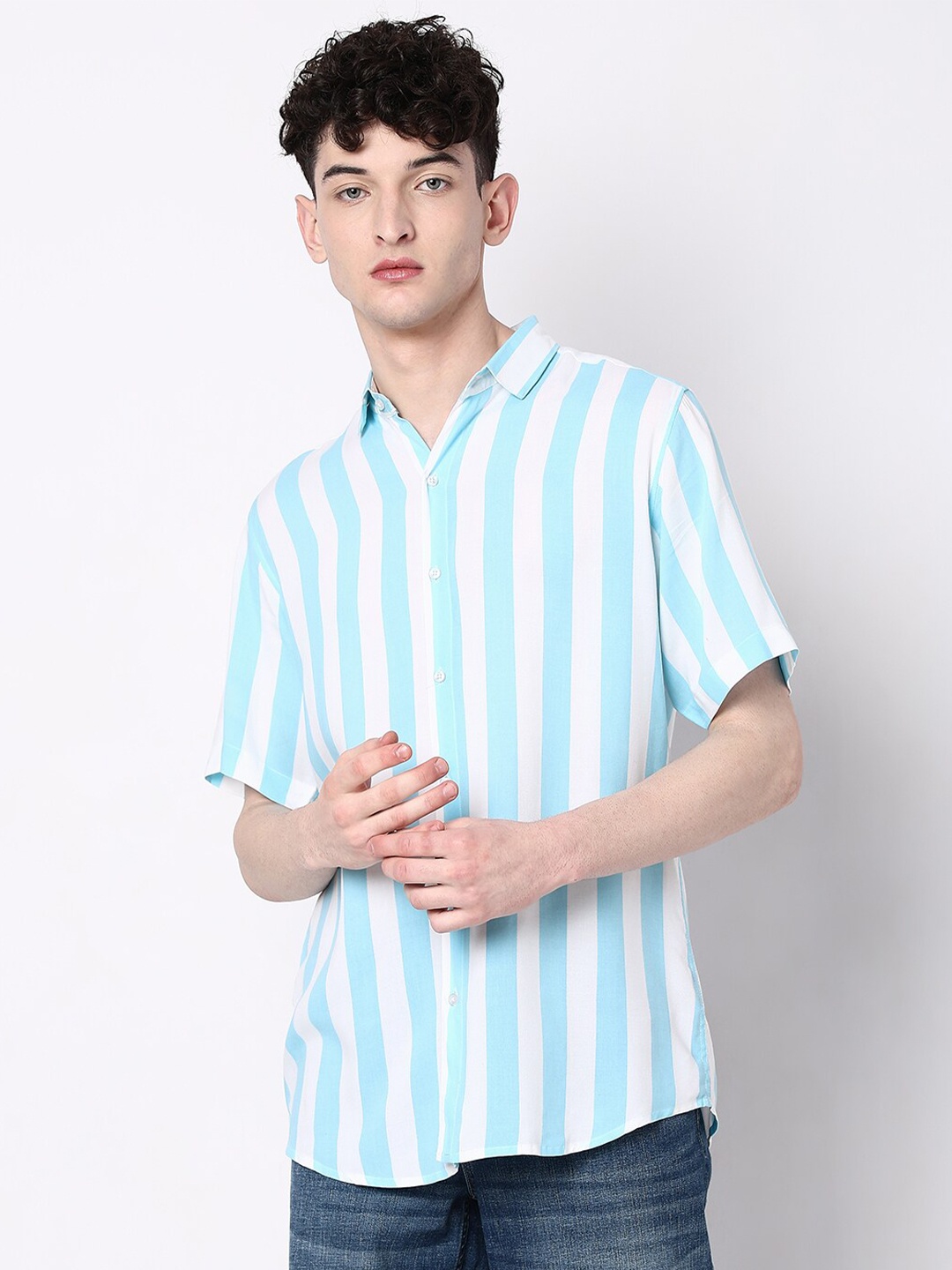 

7Shores Classic Striped Casual Shirt, Blue