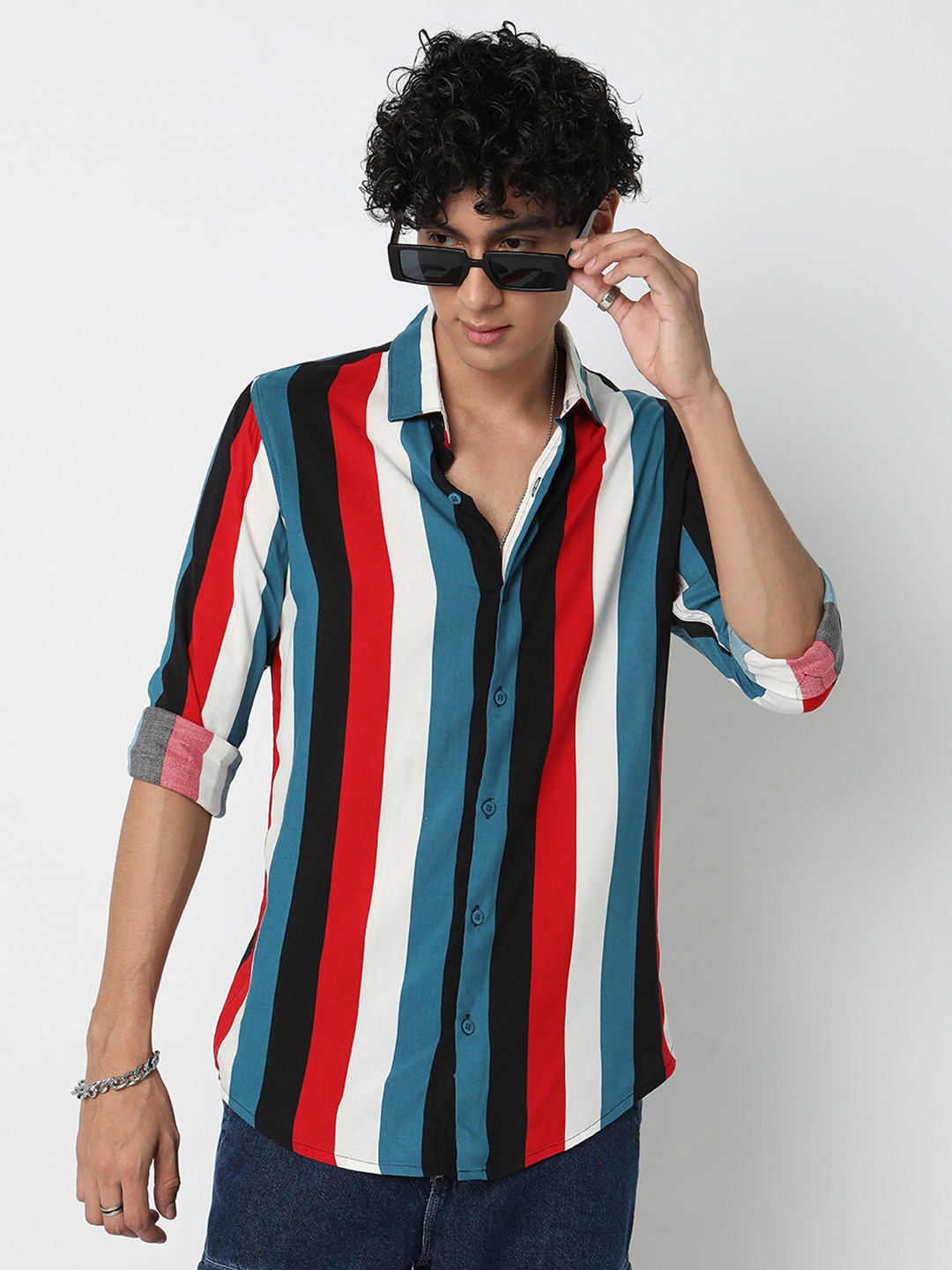

7Shores Classic Striped Casual Shirt, Black