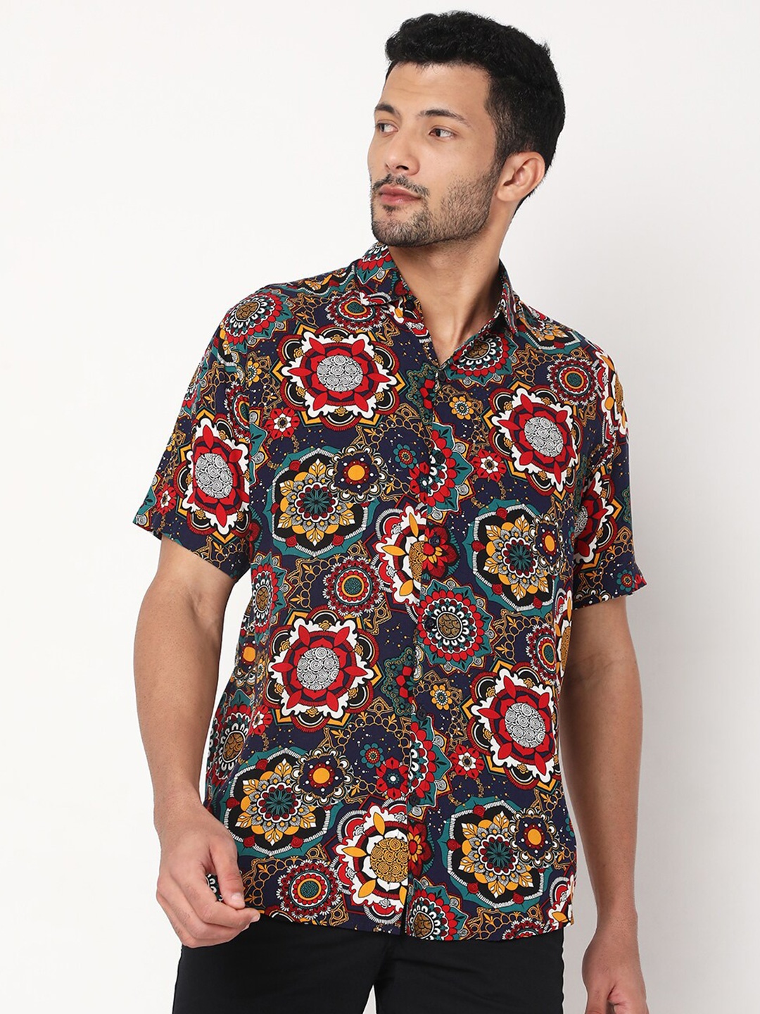 

7Shores Ethnic Motifs Printed Casual Shirt, Brown