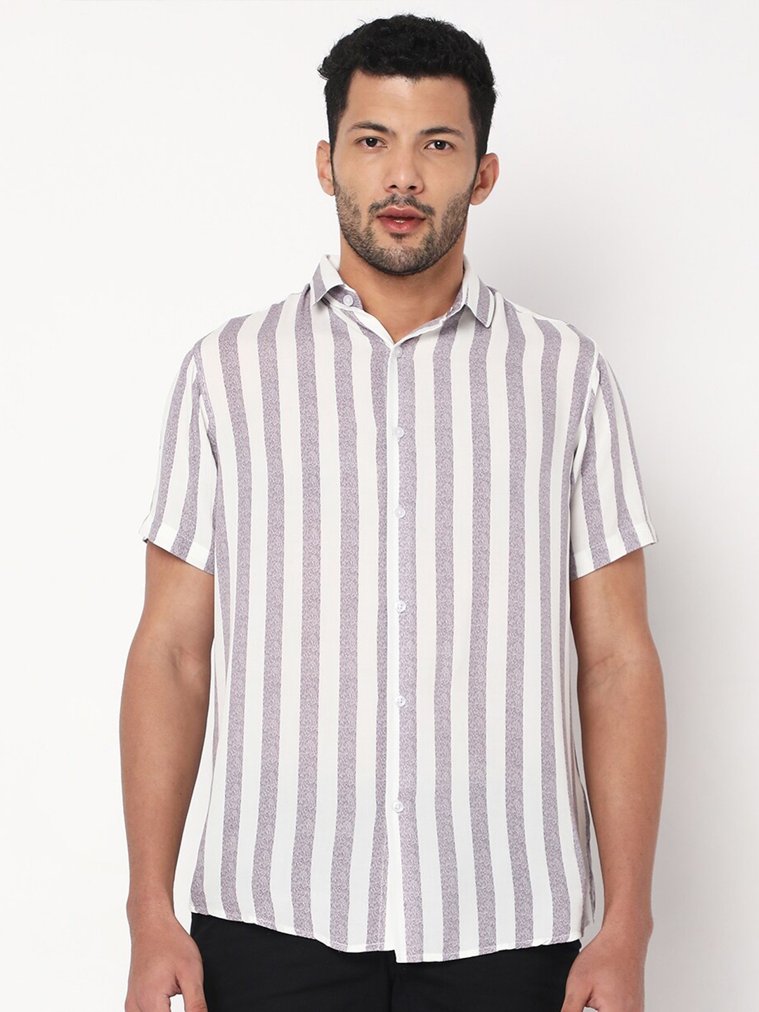 

7Shores Opaque Striped Casual Shirt, White