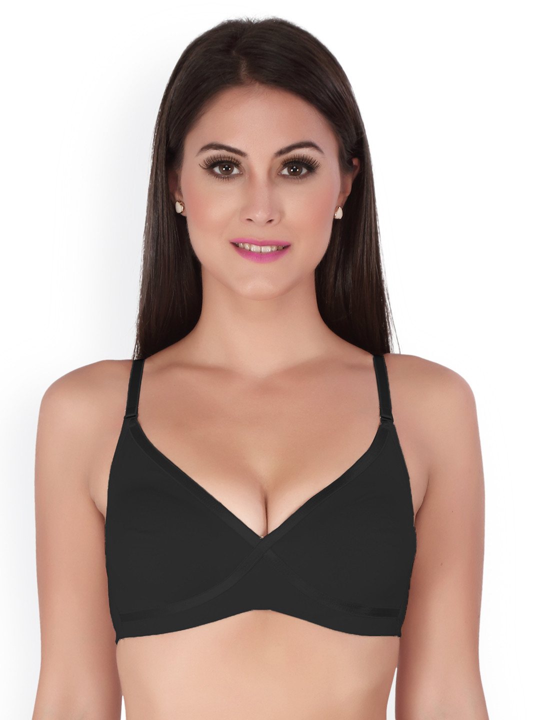 

Soie Black Solid Non-Wired Lightly Padded T-shirt Bra