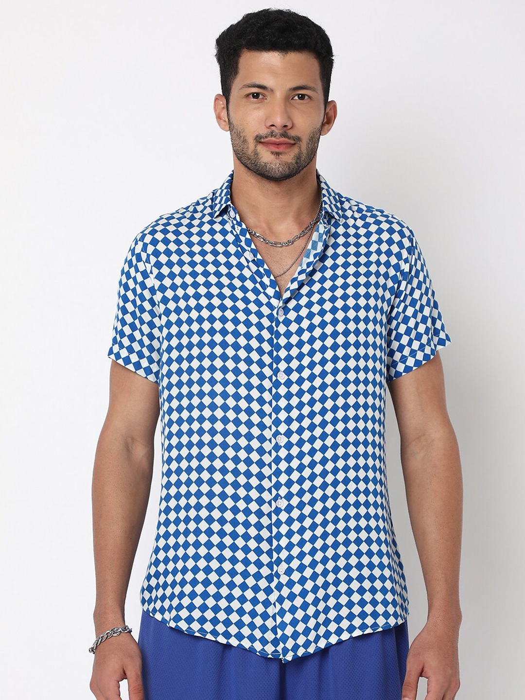 

7Shores Gingham Checked Casual Shirt, Blue