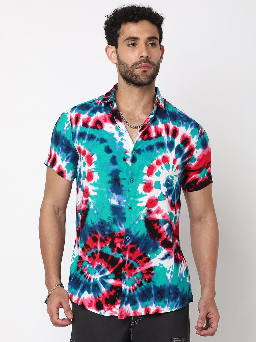 

7Shores Classic Opaque Tie & Dye Casual Shirt, Blue