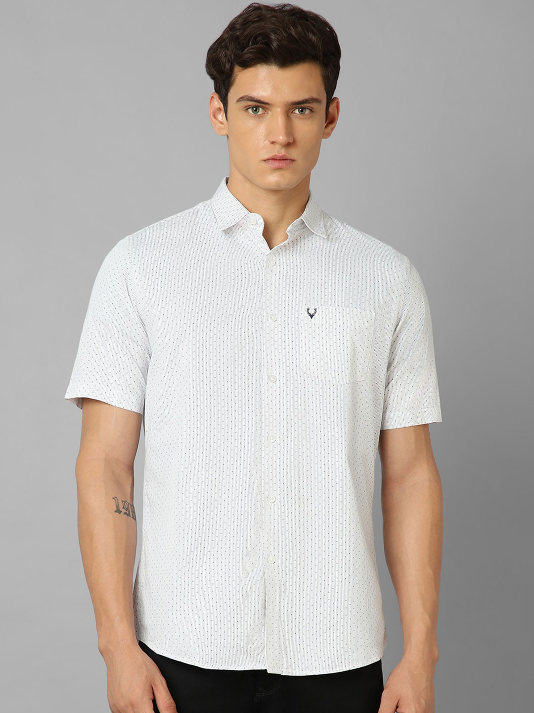 

Allen Solly Micro Ditsy Printed Slim Fit Cotton Casual Shirt, White