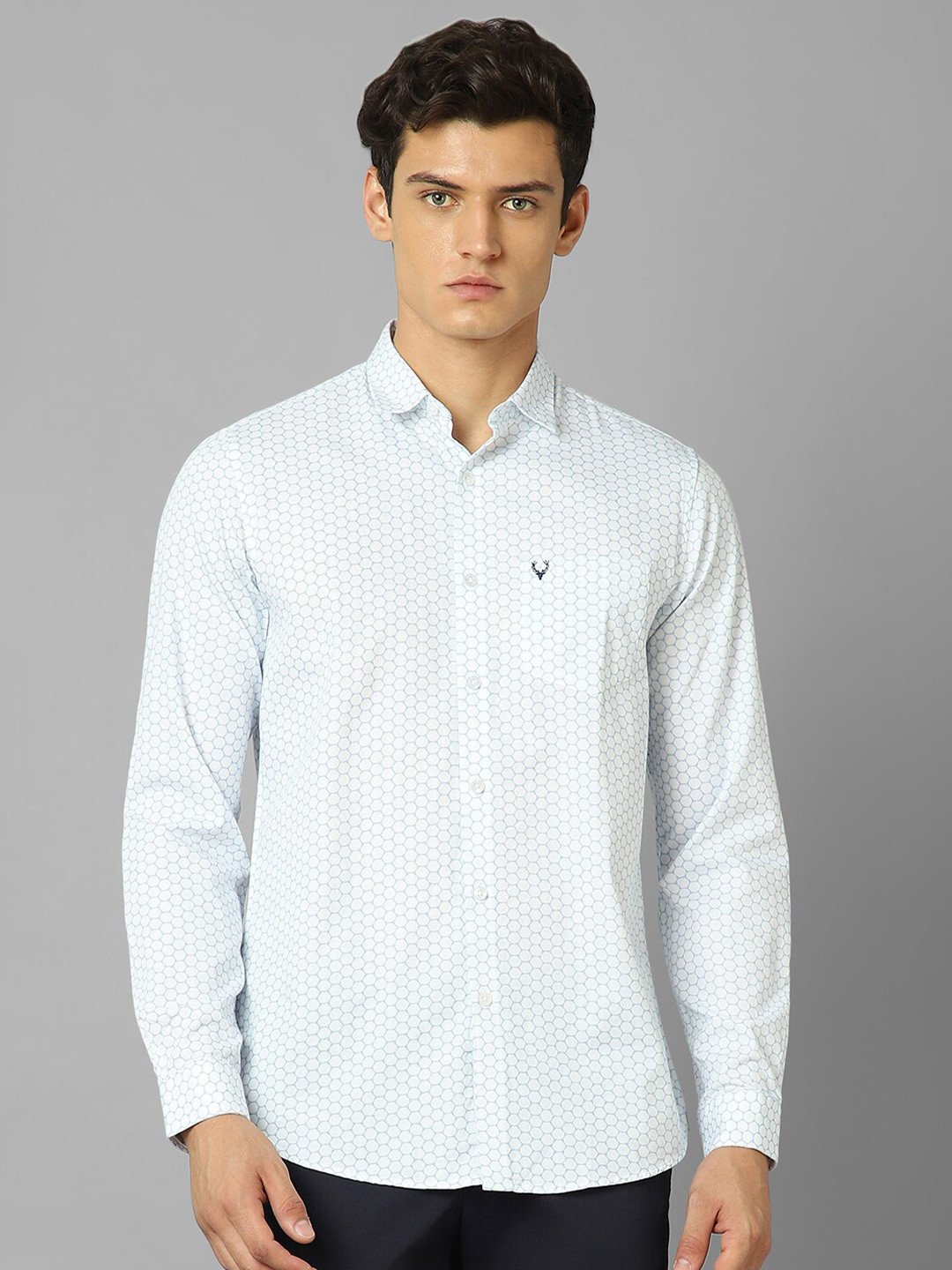 

Allen Solly Geometric Printed Slim Fit Cotton Casual Shirt, White